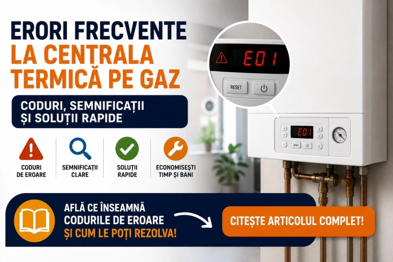 Erori frecvente la centrala termica pe gaz: coduri, semnificatii si solutii rapide