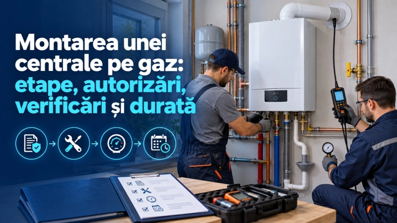 Montarea unei centrale pe gaz: etape, autorizari, verificari si durata instalarii